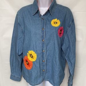 Lighthouse Apparel embroidered button down shirt M